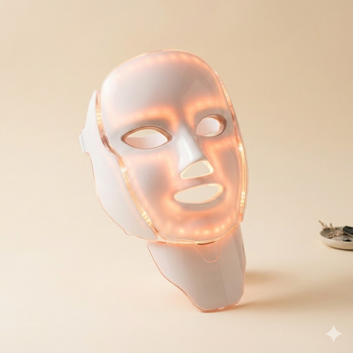 lumaNYC Light & Glow LED face mask glowing, studio packshot